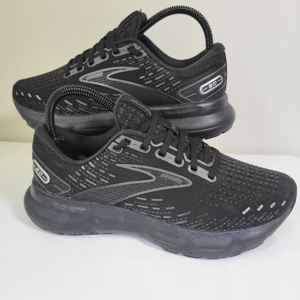 Brooks Glycerin 20 Black Running Shoes Womens 7 Wide D Low Top Sneakers 1203691D